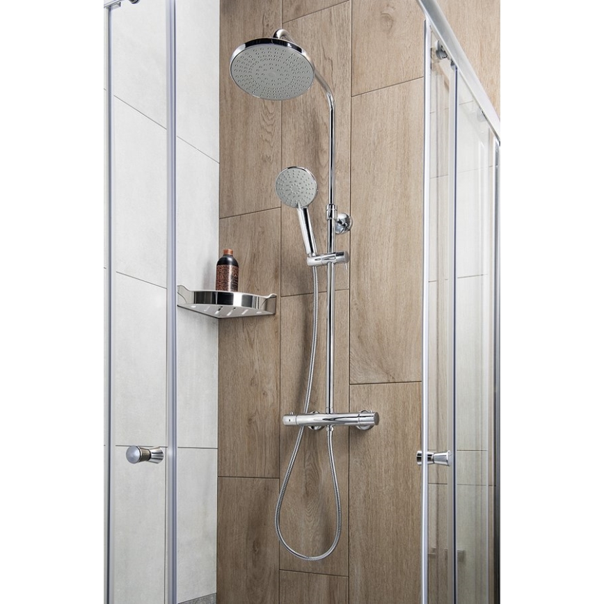 Aqualine - Duschgarnitur mit thermostatischer Armatur LIGA glänzendes Chrom