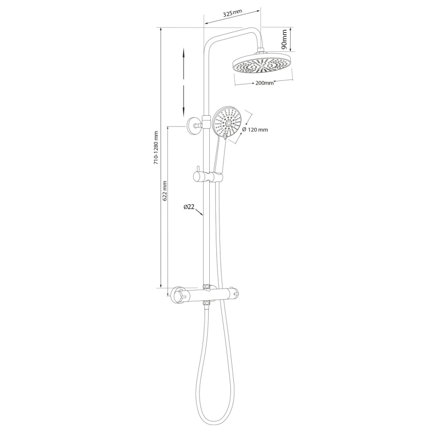 Aqualine - Duschgarnitur mit thermostatischer Armatur LIGA glänzendes Chrom