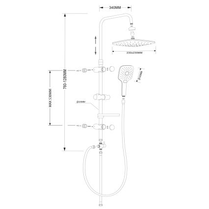 Aqualine - Duschset KERA, glänzender Chrom