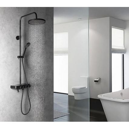 Aqualine - Duschset mit Armatur und zusätzlicher Mini-Armatur FARRAO matt schwarz