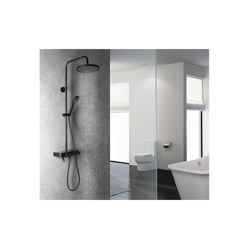 Aqualine - Duschset mit Armatur und zusätzlicher Mini-Armatur FARRAO matt schwarz