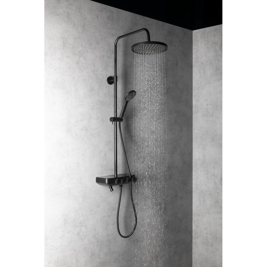 Aqualine - Duschset mit Armatur und zusätzlicher Mini-Armatur FARRAO matt schwarz