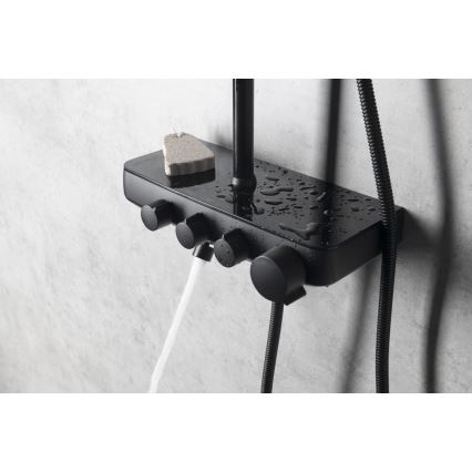 Aqualine - Duschset mit Armatur und zusätzlicher Mini-Armatur FARRAO matt schwarz
