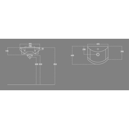 Aqualine - Einbauwaschbecken ZERO 45,5x40 cm Keramik/weiß