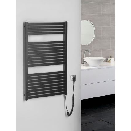 Aqualine - Elektrischer Badheizkörper TONDI-E 400W 97x60 cm matt schwarz