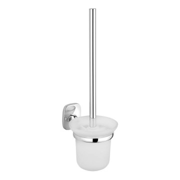 Aqualine - Toilettenbürste wandmontiert RUMBA milchig Glas/glänzendes Chrom