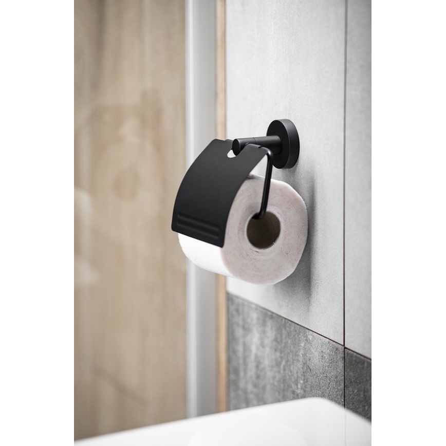 Aqualine - Toilettenpapierhalter mit Abdeckung SAMBA schwarz