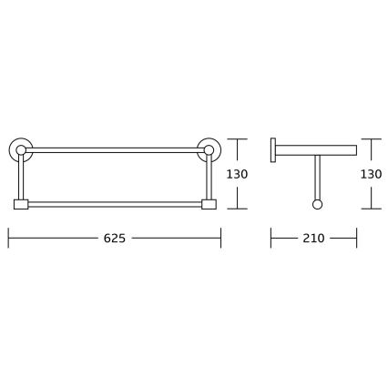 Aqualine - Wand-Handtuchhalter SAMBA 21x62,5 cm glänzendes Chrom
