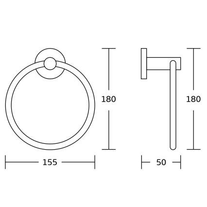 Aqualine - Wand-Handtuchhalter SAMBA d 15,5 cm glänzendes Chrom