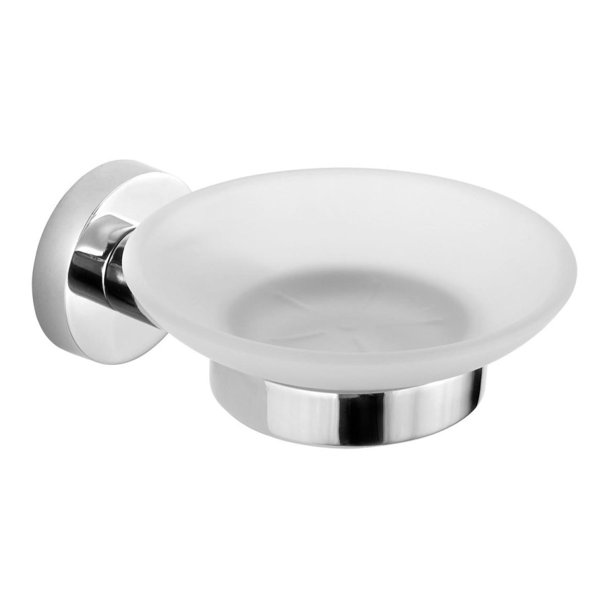 Aqualine - Wandmontierte Seifenschale SAMBA milchiges Glas/glänzendes Chrom
