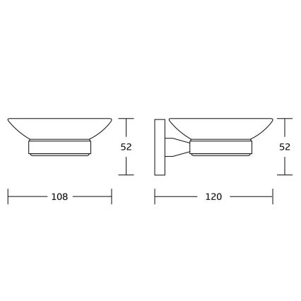 Aqualine - Wandmontierte Seifenschale SAMBA milchiges Glas/matt schwarz