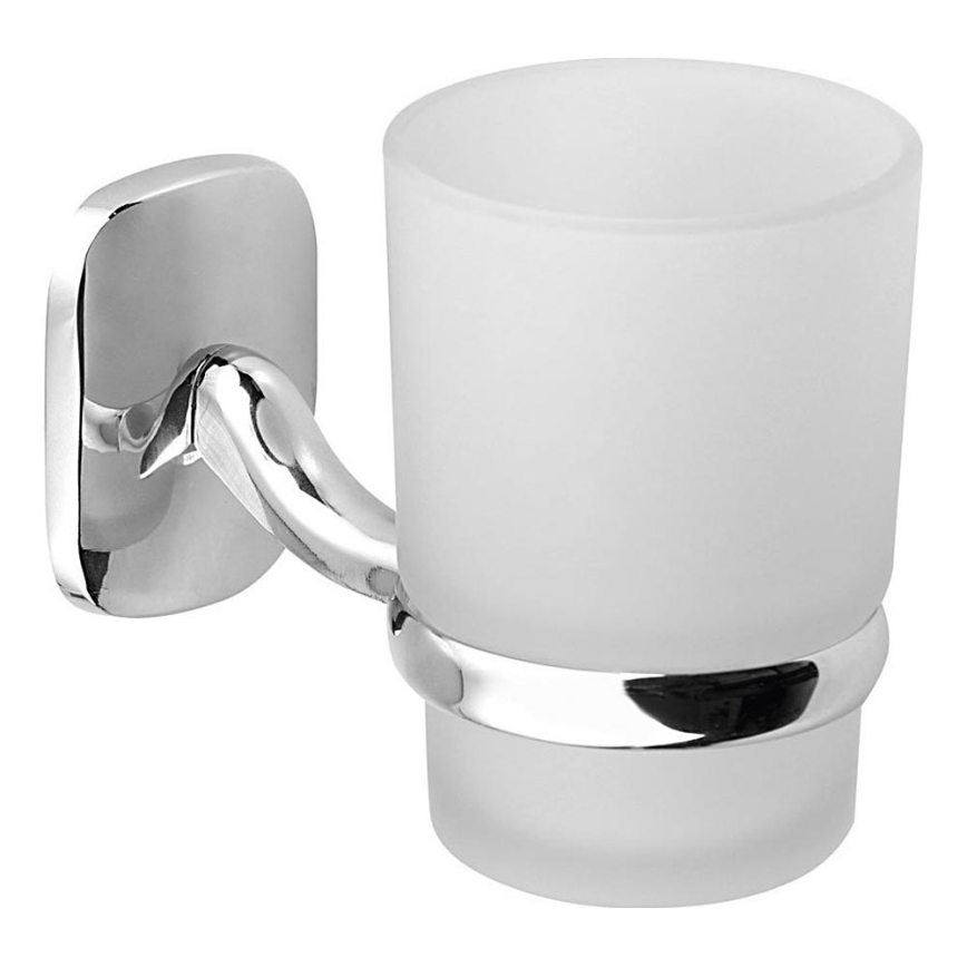Aqualine - Wandmontierter Zahnbürstenhalter RUMBA milchig Glas/glänzendes Chrom