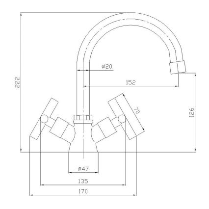 Aqualine - Waschtischarmatur XENIA 22,2 cm glänzender Chrom