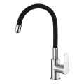Aqualine - Wasserhahn/Armatur mit flexiblem Arm LORE schwarz/glänzendes Chrom