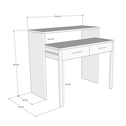 Arbeitstisch 88x99 cm weiß/beige