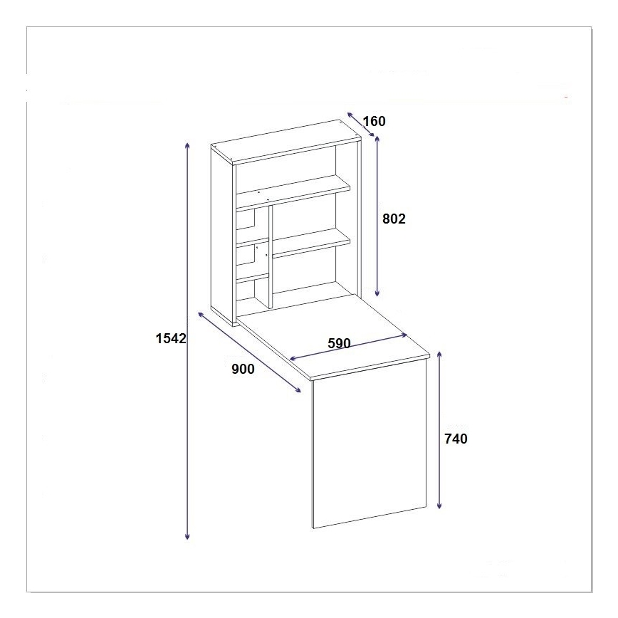 Arbeitstisch mit Regal SEDIR 154,2x90 cm Anthrazit