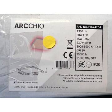 Arcchio - Dimmbare LED-RGBW-Deckenleuchte BRENDA LED/30W/230V + Fernbedienung