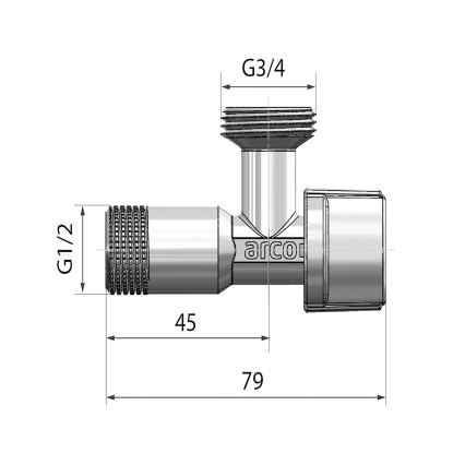 Arco - Waschmaschinenventil, polierter Chrom