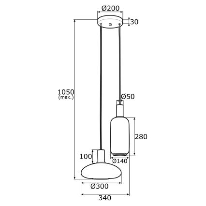 Argon 0896 - Hängeleuchte SAGUNTO 2xE27/15W/230V messing