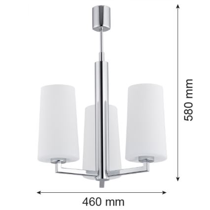 Argon 1224 - Stangen-Kronleuchter CAMELOT 3xE27/15W/230V chrom glänzend