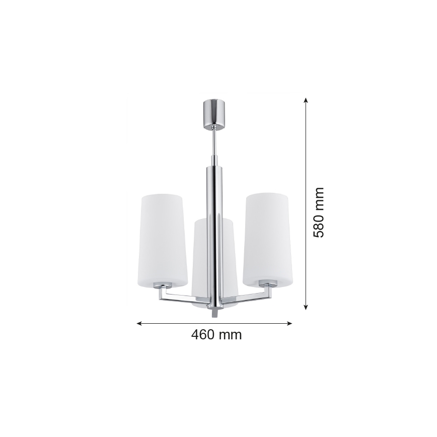 Argon 1224 - Stangen-Kronleuchter CAMELOT 3xE27/15W/230V chrom glänzend