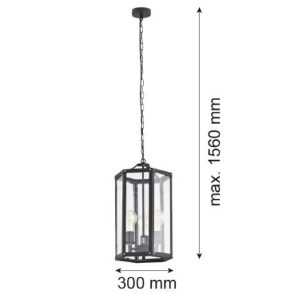 Argon 1253 - Ketten-Kronleuchter BODRUM 3xE27/15W/230V schwarz