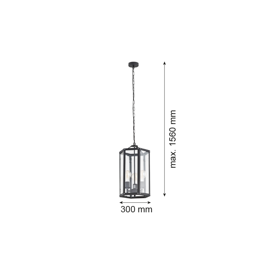 Argon 1253 - Ketten-Kronleuchter BODRUM 3xE27/15W/230V schwarz