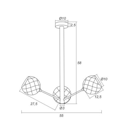 Argon 1358 - LED-Kronleuchter an einer Stange BELLUNO 3xLED/5W/230V