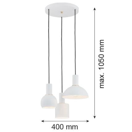 Argon 1468 - Hängeleuchte SINES 3xE27/15W/230V weiß