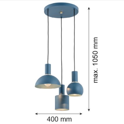 Argon 1471 - Hängeleuchte SINES 3xE27/15W/230V blau