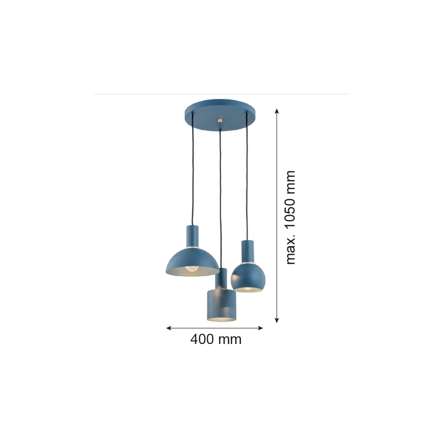 Argon 1471 - Hängeleuchte SINES 3xE27/15W/230V blau