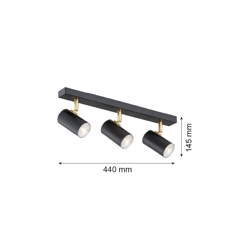Argon 1476 - Spotlight LAGOS 3xGU10/5W/230V schwarz/messing