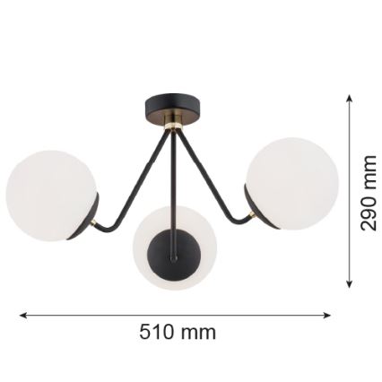 Argon 1478 - Aufsatzkronleuchter TOMAR 3xE27/15W/230V schwarz