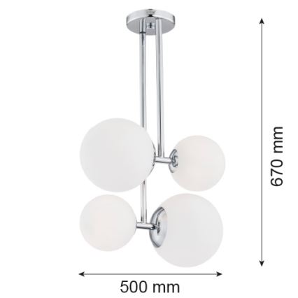 Argon 1646 - Stangen-Kronleuchter ASPEN 4xE27/15W/230V chrom glänzend