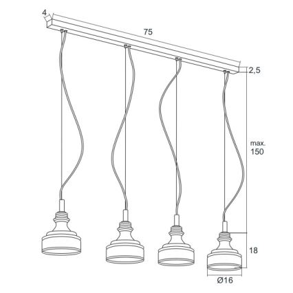 Argon 1650 - LED-Kronleuchter an einer Litze TULUZA 4xLED/5W/230V