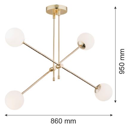 Argon 1695 - Kronleuchter an Stange ABSTRACT 4xE14/7W/230V Messing