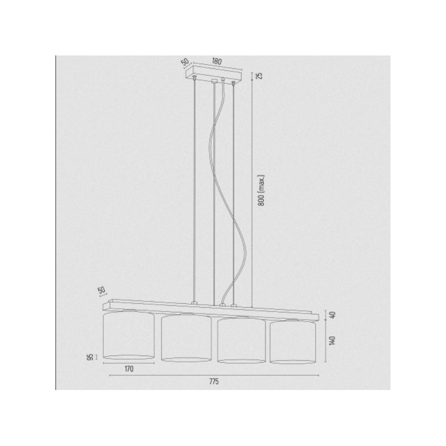 Argon 1814 - Hängeleuchte an Schnur CANOA 4xE27/15W/230V schwarz