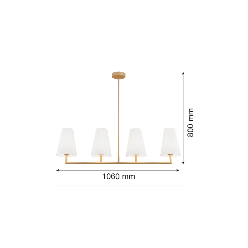 Argon 1828 - Hängeleuchte an Stange SAFIANO 4xE27/15W/230V golden