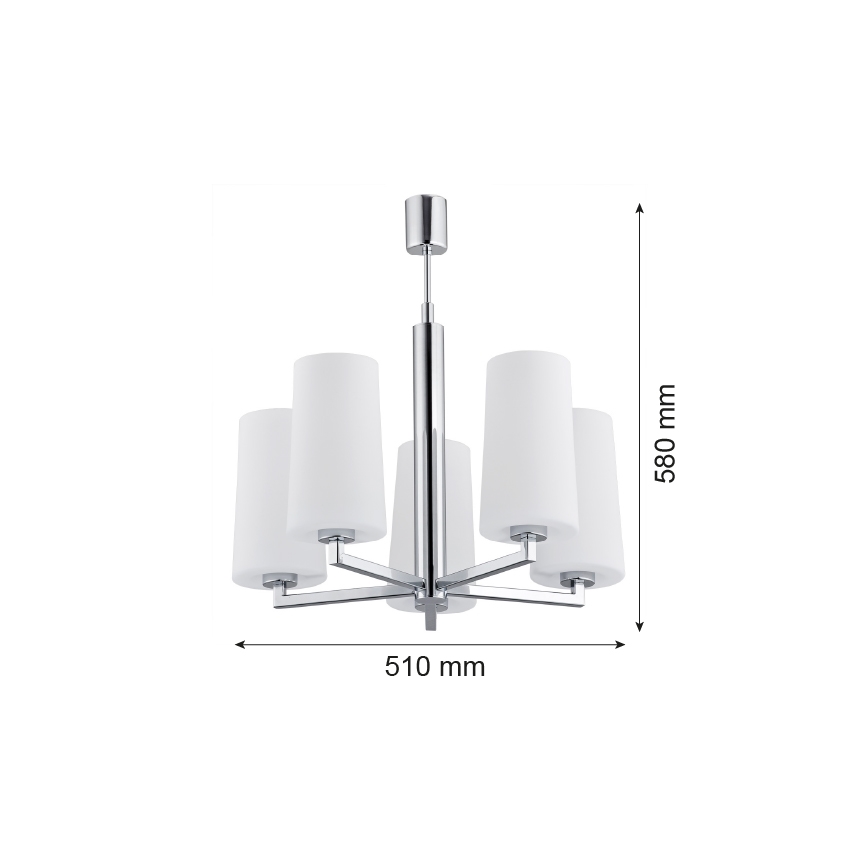Argon 2053 - Kronleuchter an einer Stange CAMELOT 5xE27/15W/230V chrom glänzend
