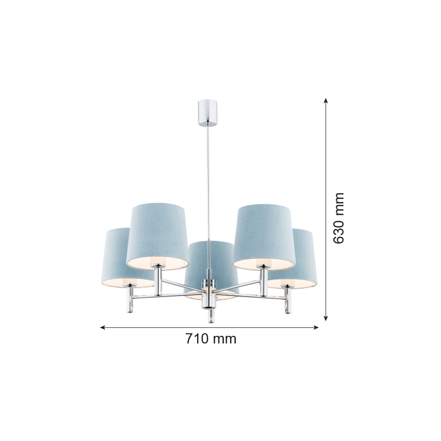 Argon 2076 - Hängeleuchte an Stange BOLZANO 5xE27/15W/230V grau