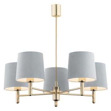 Argon 2085 - Deckenleuchte an Stange PONTE 5xE27/15W/230V Messing/Blau