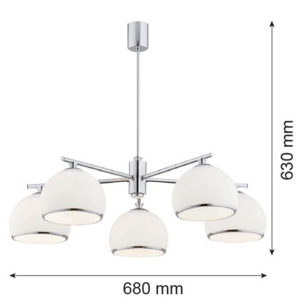 Argon 2087 - Deckenleuchte an Stange MARBELLA 5xE27/15W/230V glänzendes Chrom