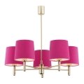 Argon 2089 - Deckenleuchte auf Stange PONTE 5xE27/15W/230V Messing/Rosa