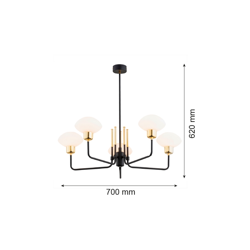 Argon 2128 - Stangen-Kronleuchter RAVELLO 5xE14/15W/230V schwarz/gold