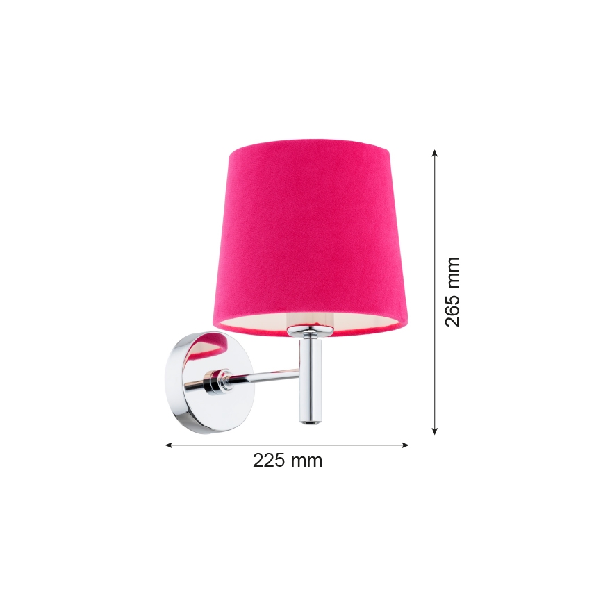 Argon 3909 - Wandlampe BOLZANO 1xE27/15W/230V rosa/chrom glänzend