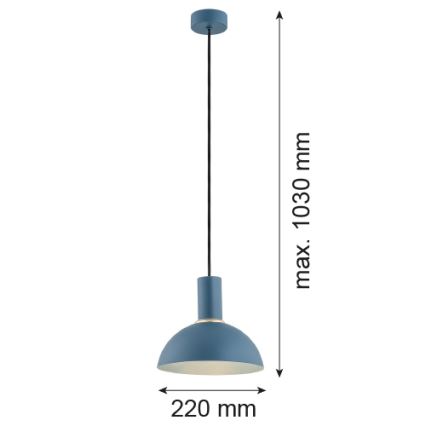 Argon 4221 - Hängeleuchte an Seil SINES 1xE27/15W/230V Ø 28 cm blau