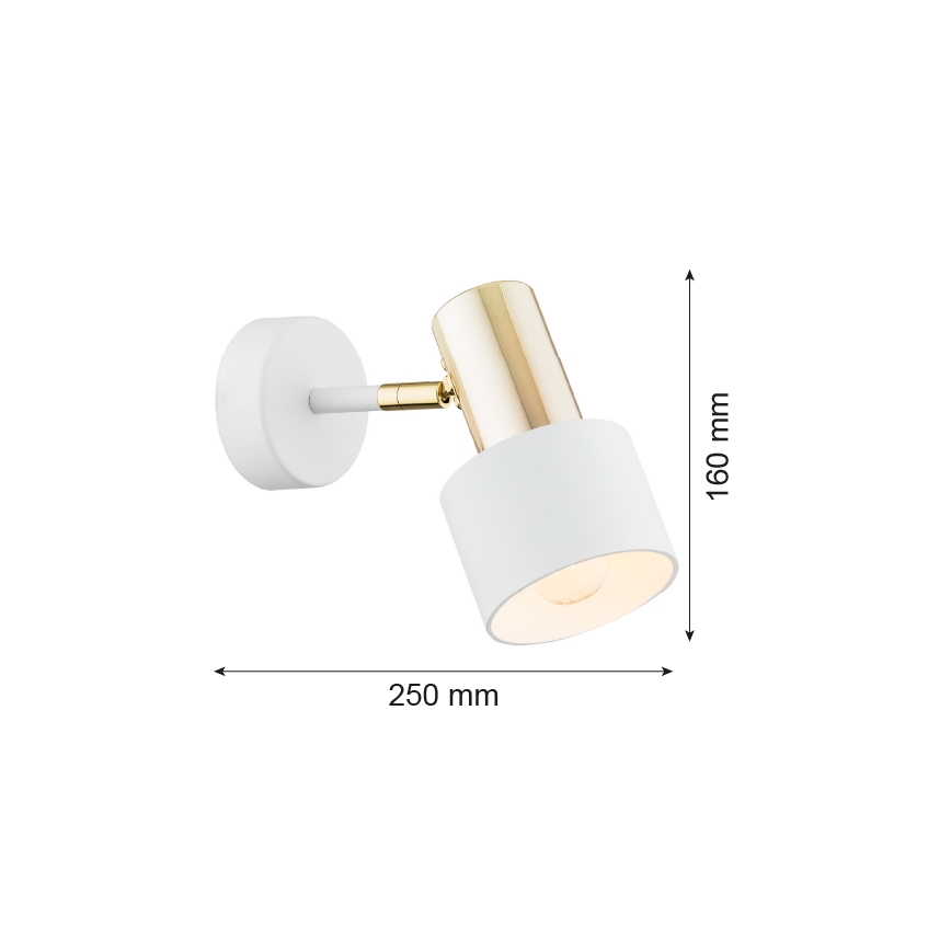 Argon 4264 - Wand-Spotleuchte DORIA 1xE27/15W/230V weiß/messing