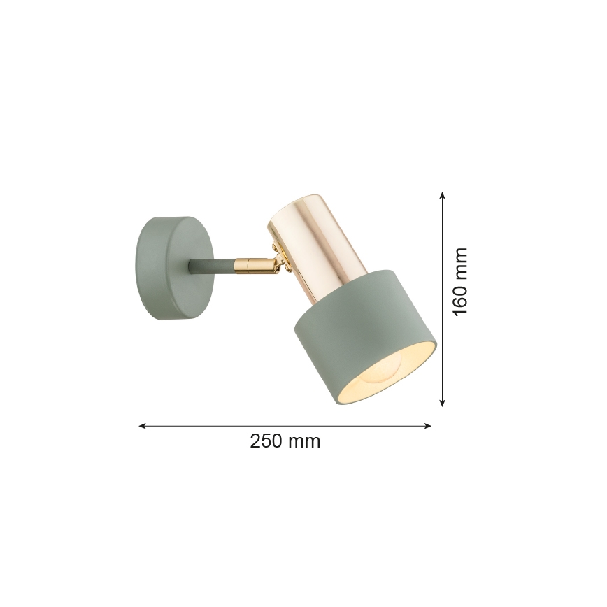 Argon 4315 - Wand-Spotleuchte DORIA 1xE27/15W/230V grün/messing