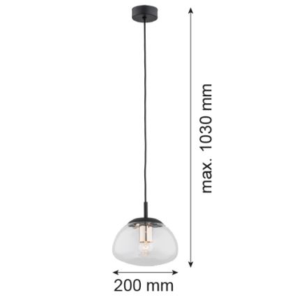 Argon 4331 - Hängeleuchte an Kabel TRINI 1xE27/15W/230V Ø 20 cm schwarz