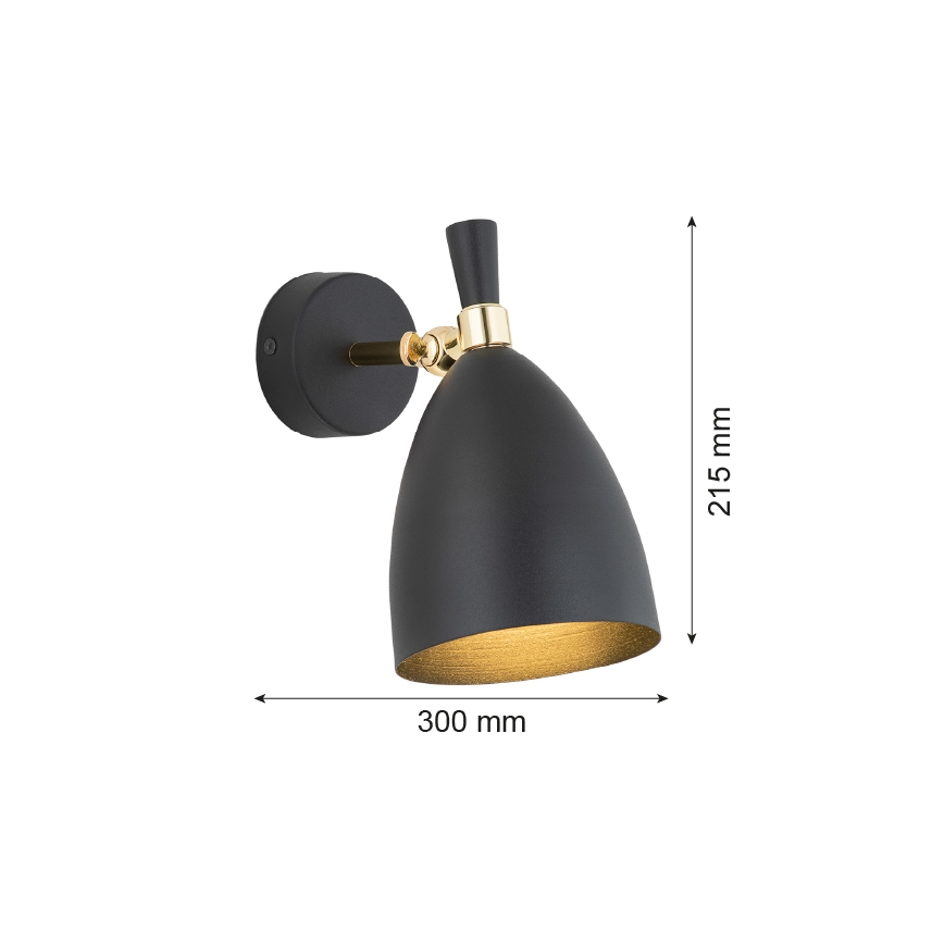 Argon 4701 - Wandleuchte CHARLOTTE 1xE27/15W/230V schwarz/gold